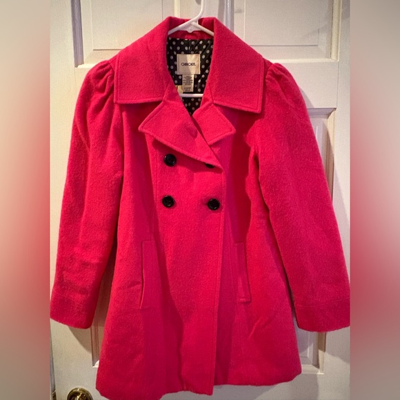 Girls Hot Pink Pea Coat - Picture 1 of 6